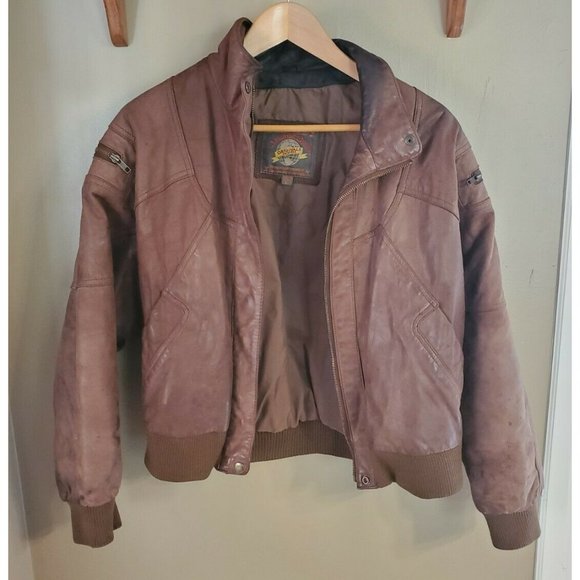 Burk's Bay Other - Vintage Burk's Bay Distressed Brown Leather Jacket, Size XL, RN 76727